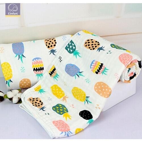 Elinfant 1 Pcs Muslin 100% Cotton 6 Layers Colorful Swaddles Baby Blankets Infant Gauze Tipping Newborn Swaddles Soft Baby with