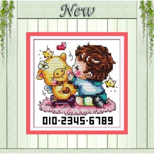 Kiss pig boy angel love painting pattern printed on canvas DMC 14CT11CT DIY Cross Stitch chinese Needlework Embroidery Sets kits