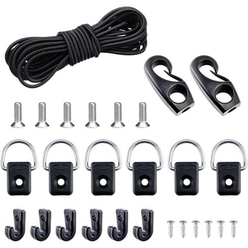 Kayak Deck Rigging Kit Bungee Cord Ends Hooks Fishing D-Ring J-Hooks for Kayak Boat Canoe Outfitting Fishing Accessories