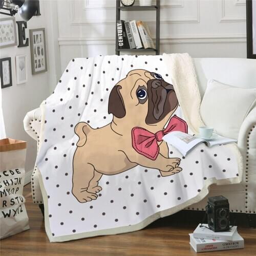 Sofa cushion Yoga mat Blanket Air Conditioner Is Thickened Double-layer Plush 3D Digital Printed Blanket Cute Puppy Series