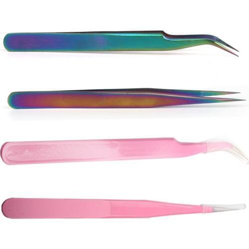 Straight Curved Tweezer Individual Lashes Stainless Steel Tweezers for Eyelash Extension Nail Quality Mink Lashes Tweezers