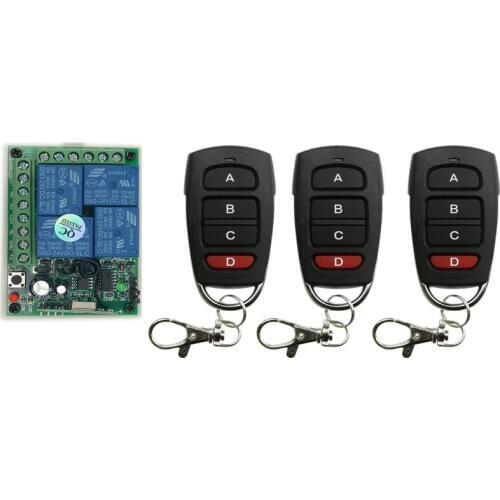 RF DC24V 4CH RF 10A relay Wireless Remote Control lighting Switches transmitter receiver 433mhz /315mhz radio