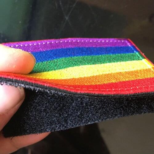 Rainbow Gay Pride Patches for Clothing Embroidery Iron On Hook&Loop Patches Jacket Stripe Applique On Arm Clothes Decor Badge