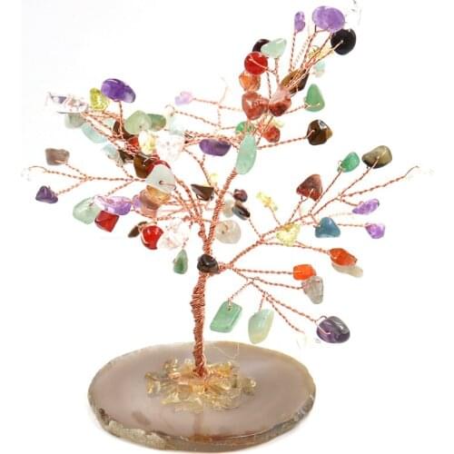 Rose Gold Color Wire Wrap Tree of Life Pendant with Many Style Small Stone Healing Reiki Chakra Jewelry