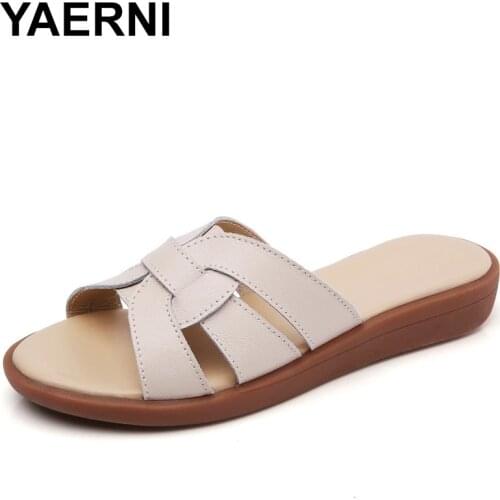 YAERNI Fresh Flat Bottomed Women Sandals Home Fashion Slippers Women Casual Women Sandals Solid Color Flat Shoes Fashion Women