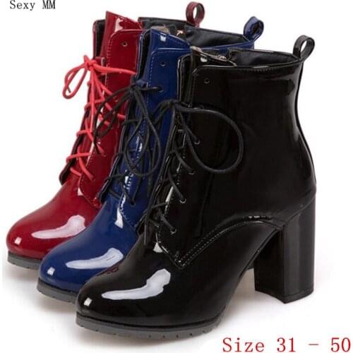 Spring Autumn High Heels Women Ankle Boots Pumps Woman Short Boots High Heel Shoes Small Plus Size 31 - 50