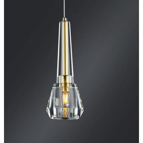 Post Modern Lustre K9 Crystal Shades Led Pendant Lights E14 Led Luminarias Pendant Lamp Luxury Copper Hanging Lamp Suspend Lamp