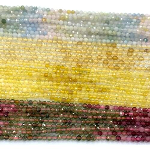 Veemake Tourmaline Ruby Sapphire Chrysoprase Apatite Tsavorite Amethyst DIY Necklace Bracelet Rings Round Faceted Beads2mm 06540