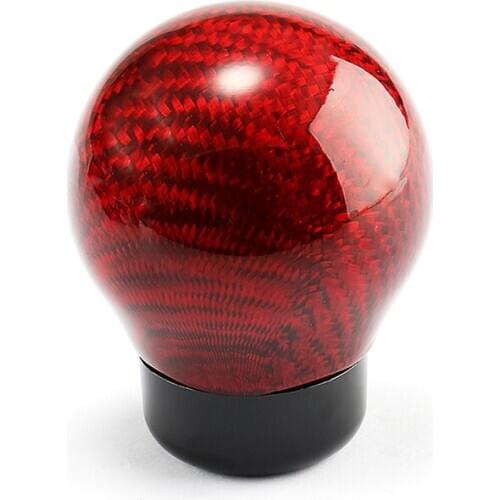 Universal Round Head Genuine Carbon Fiber Mugen 5 /6 Speed Manual Automatic Spherical Gear Shift Knob for Honda Mazda