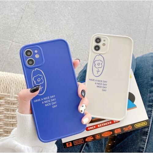 Retro line art doodle flower japanese Phone Case For iPhone 12 11 Pro Max Xr Xs Max 7 8 Plus 12 mini 7Plus case Cute Soft cover