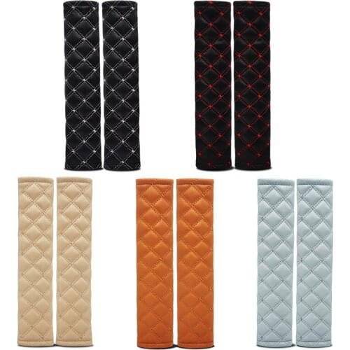 2PCS PU Leather Seat Belt Shoulder Guard Seat Protection Cover Soft and Comfortable Seat Belt Shoulder Cover Car Decoration