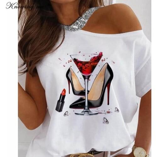 Women Sequins Cold Shoulder shirt blouse Elegant Casual Letters print pullover Blouses Female 2021Spring sexy Off shoulder Tops