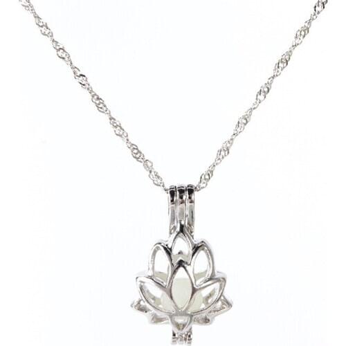 2019 Glow In The Dark Necklace Jewelry Lotus Pendant Women Wish Gift