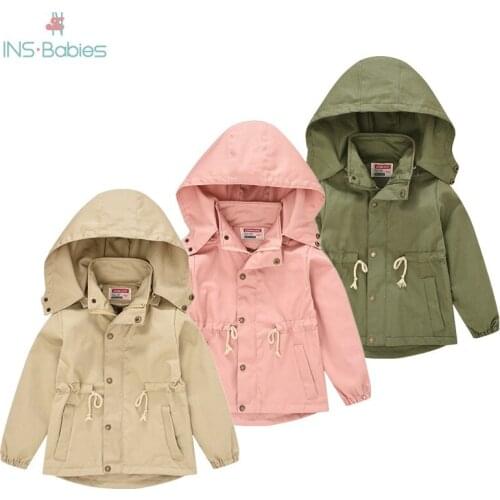 2021 Children Trench Coat For Boys And Girls Autumn And Spring Kids Outwear Clothing 3-7 Years Old Long Sleeve 4 Colors Infants