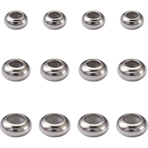 45-50Pcs Stainless Steel Rubber Stopper Beads Adjustable Slider Clasps Round Bead for DIY Bracelets Necklaces Jewelry Making