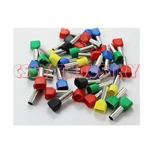 50PCS/Lot TE10-14 2*10.0mm2 Twin cord terminal cable connector splice insulated terminal block kit wire cable ferrules
