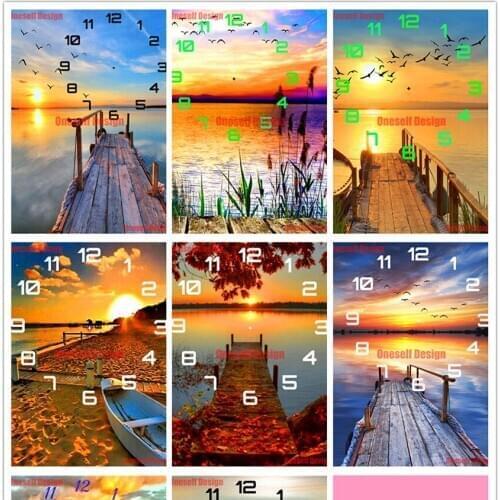 New 5d diamond painting cross stitch with clock view diamond mosaic sale clock rhinestone pictures diamond embroidery diy frame
