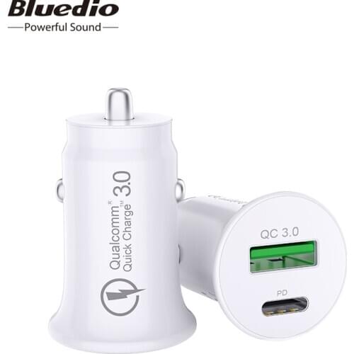 Bluedio Mini Car Charger PD & QC 3.0 18W USB Type C Fast Charger For Mobile Phone Tablet
