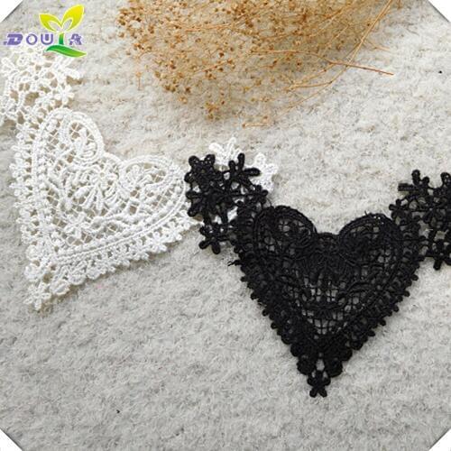 Black and white water soluble hollow polyester flower paste heart-shaped handmade DIY sweater pants hole patch cloth accessories
