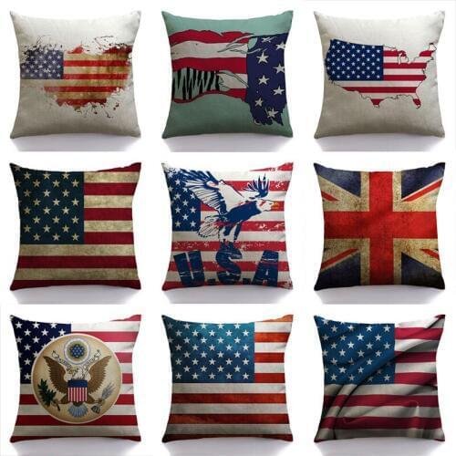 Flag Decorative Cushion Covers for Sofa Seat Cushion Cover Modern Pattern Cushion Cover Textile Printing Throw Pillow Cover