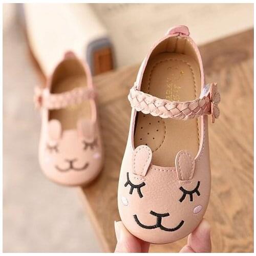 Spring and autumn childrens princess shoes 1-8Y baby toddler soft bottom shoes childrens leisure pu leather flat shoes