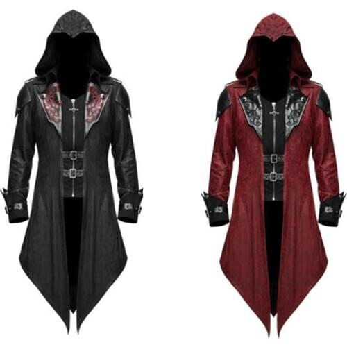 Men Women Vintage Steampunk Long Coat Hallowmas Costume Warlock Coats Middle Ages Overcoat Ladies Mens Retro Jacket Long Trench