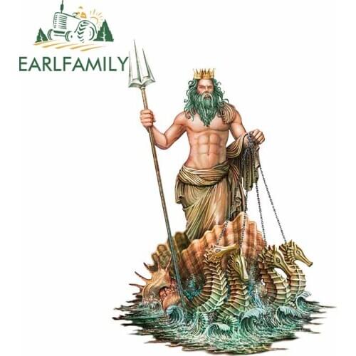 EARLFAMILY 13cm x 9.5cm for Greek Sea God Poseidon Decal Trunk Car Stickers Motorcycle Occlusion Scratch Laptop Anime Graphics