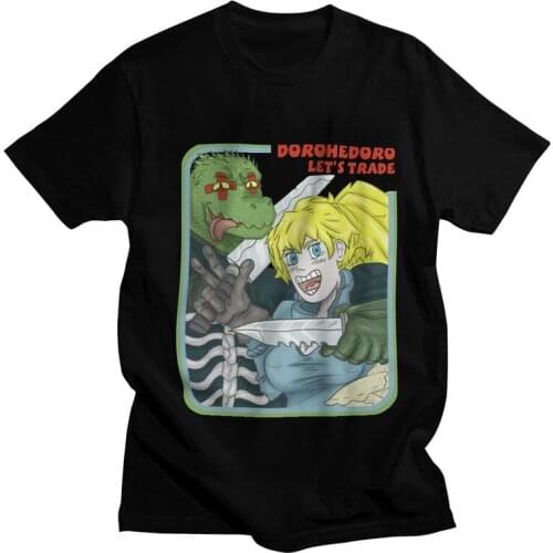 Dorohedoro T-Shirts Men Novelty T Shirt Short Sleeve Anime Manga Caiman Kaiman Nikaido Tshirts 100% Cotton Tee Tops Clothing
