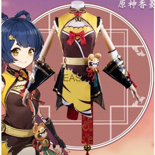 Halloween Game Genshin Impact Xiangling Cosplay Costume Anime Women adult Dress Halloween Party Outfit Uniform Costume