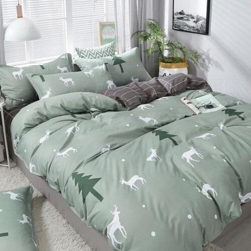 Fashion Christmas Bedding Set Sheet Duvet Cover Pillowcase 3/4pcs Combination Green Tree Flower Pink Heart Bed Cover Bed Linen