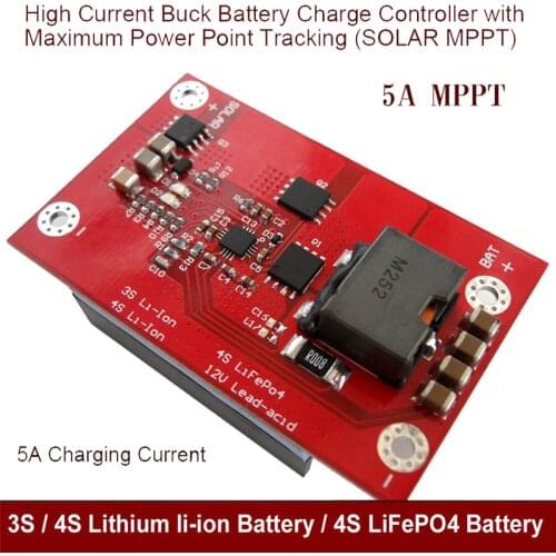 5A 18V MPPT Solar Charge Controller 3S 4S Lithium Li-ion LiFePO4 Battery Charging Board