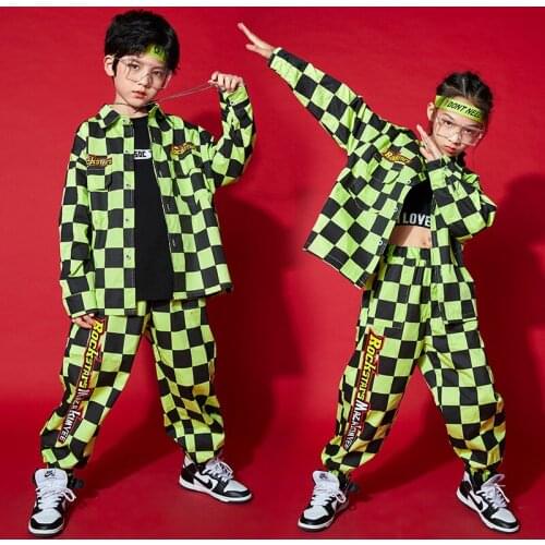 Moda de hip-hop para niño, camisa grande, pintura de moda de ciudad, pantalones para niña, ropa de baile de jazz, chaqueta