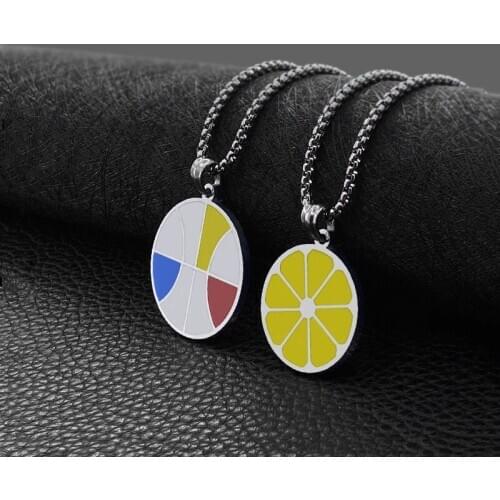 Fashion titanium steel round brand hip-hop style necklace three-color pendant stainless steel pendant necklace jewelry hot sale