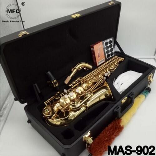Music Fancier Club Alto Saxophone MAS-902 Gold Lacquer With Case Sax Alto Mouthpiece Ligature Reeds Neck Musical Instrument