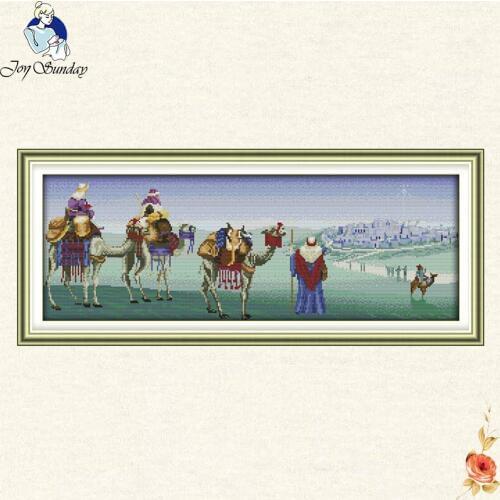 Joy Sunday Desert landscape Chinese Cross Stitch 14CT 11CT DIY Embroidery Needlework Sets Home Decoration Send Accessory Tools