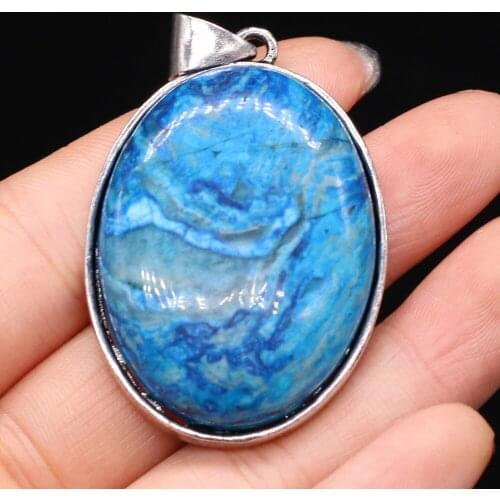 Natural Blue Gem Stone Pendants Reiki Heal Blue Crazy Agates Charms for Vintage Jewelry Making Necklace Earrings Crafts