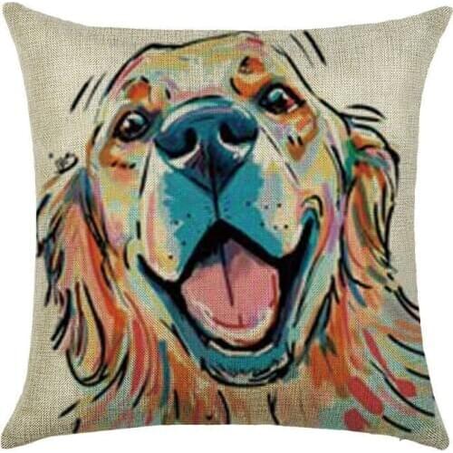 Cartoon Dogs Cushion Cover Cartoon Funy Dogs Printed Cotton Linen Home Decorative Pillows Kids Bedroom Decor Pillowcase 45x45cm