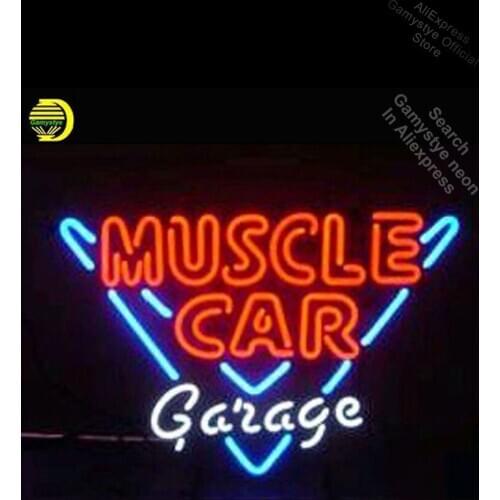 MUSCLE CAR GARAGE Neon Sign Glass Tube Neon Handcrafted Affiche Neon signs Enseign Lumineuse Bar Tube Neon Shop Affiche Neon