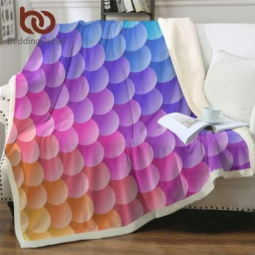 BeddingOutlet Colorful Sherpa Blanket Rainbow Microfiber Throw Blanket Gradient Color Mantas De Cama Purple Blue Pink Bedding
