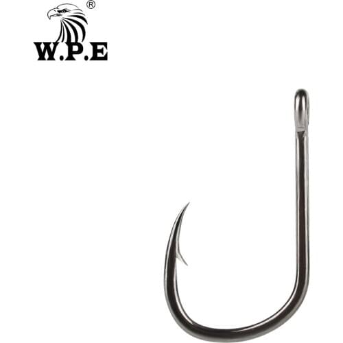 W.P.E 3pack/5pack Fishing Hook 4/0#-8# Carp Fishing Jig Head Fly Fishing Hook Barbed High Carbon Steel Single Circle Tackle