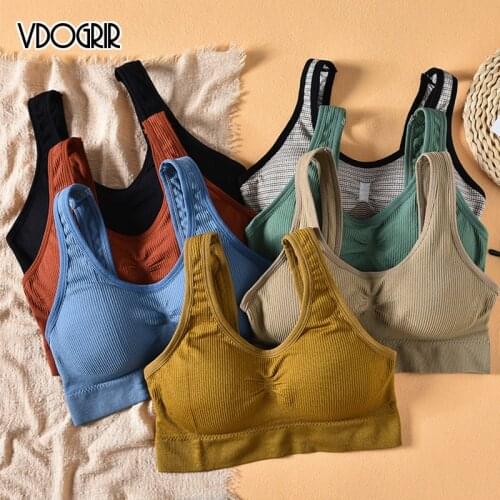 VDOGRIR Sexy Women Underwear Comfort V-Back Wrapped Chest Streetwear Sleeveless Female Fitness Bandeau Top Tank Sport Bras Tops
