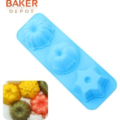 BAKER DEPOT Silicone Mold for Cake Soap flower Shape Handmade Soap Tool Pudding pastry baking form round DIY cake decoration