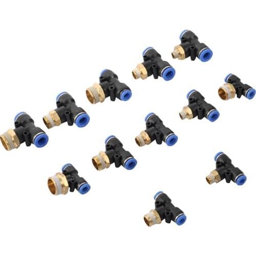 6mm 8mm 10mm Slip Lock Connector 1/8'' 1/4'' 3/8'' 1/2'' Male Thread Tee Connector Irrigation System Pneumatic Connector 4Pc