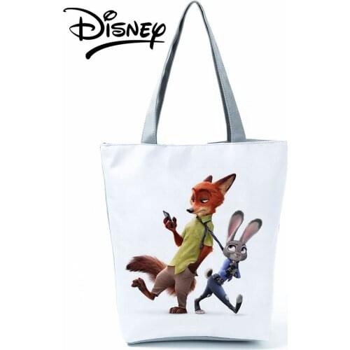Disney Zootropolis Handbags Minimalist Style High Capacity Shopping Bag Personality Cartoon Women Shoulder Bag Travel Beach Bag