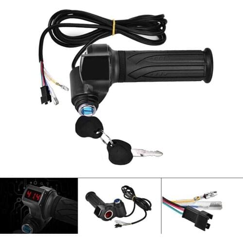 24/36/48/60/72V LED Digital Meter Electric Bike Scooter Throttle Grip Handlebar Black Electric Car Handle For Scooter/E-bike