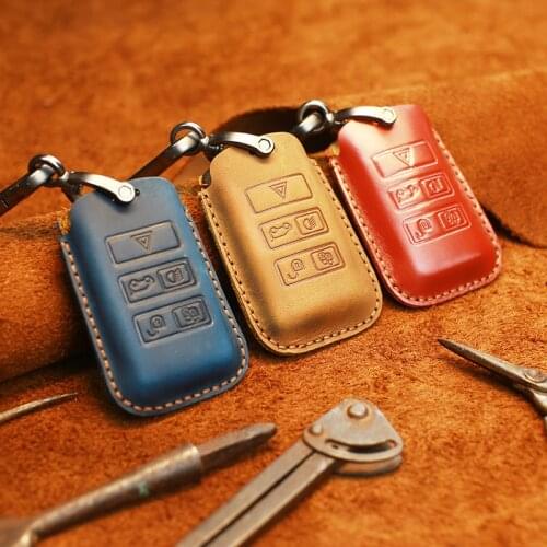 Car Key Case Dedicated to Land Rover Range Rover Discovery 5 Jaguar Key Cover Vv7P8 Leather Key Case Buckle