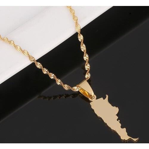 Stainless Steel Argentina Map Pendant Necklaces for Women Gold Color Argentine Maps Chain Jewelry Gifts
