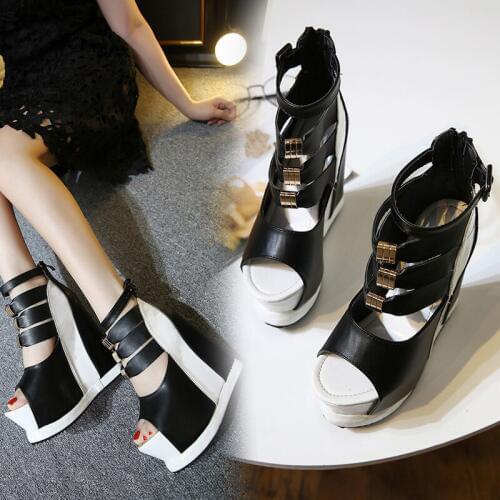 2019 Women Sandals Summer Platform Wedges Shoes Women High-Heeled 15cm Fashion Adjustable Buckle Strap Ladies Shoes Comfortable