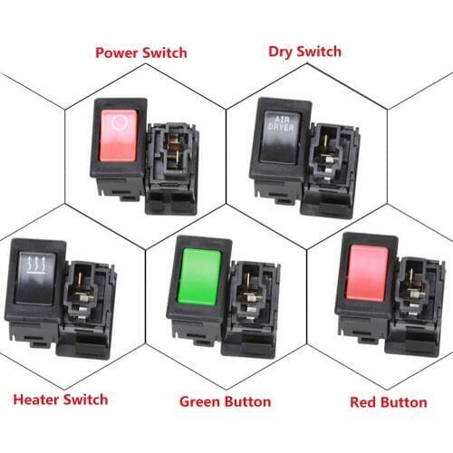 2 Pins Wire Socket+39x23x39MM Waterproof Rocker Switch (Power/Dry/Heater/Fog Light Switch,Green/Red Button)