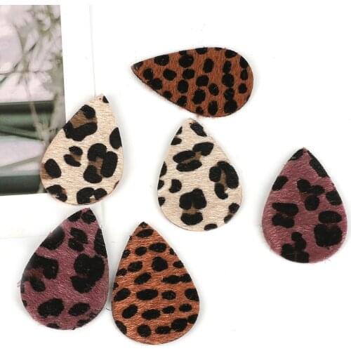 2pcs 55x35mm Leopard Print PU Leather Charms Pendant For Necklace Bracelet Jewelry Making DIY Earring Findings